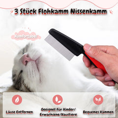 Utu ķemme, 3 daļu blusu ķemme, gnīdu ķemme, smalkzobu blusu ķemme suņiem, nerūsējošā tērauda ērču ķemme kaķiem, utu ķemme gariem matiem, bērniem, pieaugušajiem un mājdzīvniekiem, blaugznu noņemšana (melna)
