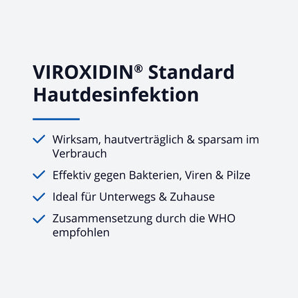 Viroxidin roku dezinfekcijas līdzeklis - 500 ml Eurodispenser pudele - pretvīrusu iedarbība - iznīcina 99% baktēriju - 83% spirta (etanola) - ierīvējams roku dezinfekcijas līdzeklis pret baktērijām, vīrusiem un sēnītēm - 500 ml (430 g)