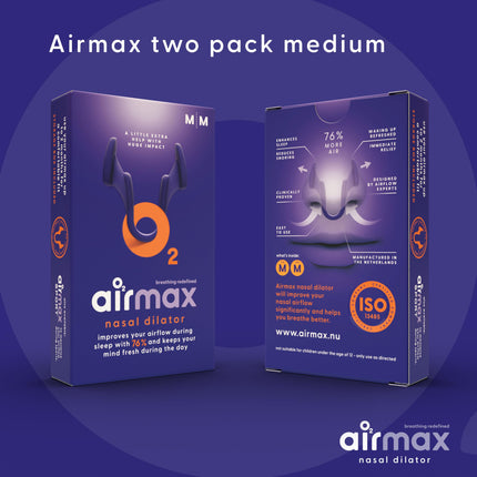 Airmax deguna dilatators | Par 76,1 % vairāk gaisa | Elpo labāk, guli labāk | Krākšanas apturētājs | 2 gabalu vidēja (M) izmēra iepakojums 4 mēnešiem | Nazālais dilatators brīvai elpošanai caur degunu
