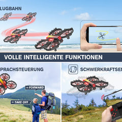 Mini drons ar kameru HD 720P bērniem, RC drona kvadrokopters ar FPV WiFi pārraidi, 2 baterijām, augstuma noturēšanu, žestu vadību, lidojuma trajektoriju un 3D apgriežamu rotaļlietu dāvanas zēniem un meitenēm iesācējiem