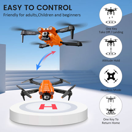Mingfuxin salokāms drons ar kameru iesācējiem, RC kvadrokoptera drons ar lietotni WIFI FPV tiešraides video, augstuma noturēšana, bezgalvas režīms, vienas taustiņa pacelšanās un nosēšanās pieaugušajiem un bērniem