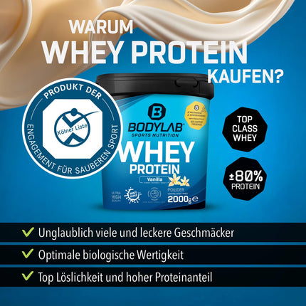Bodylab24 sūkalu proteīna pulveris, vaniļa, 2kg