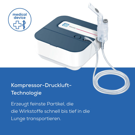 Beurer IH 28 Pro inhalators, smidzinātāja komplekts ar augstas kvalitātes silikona maskām un deguna dušu, augsta smidzināšanas veiktspēja, inhalācijas ierīce elpošanas terapijai, bērniem un pieaugušajiem
