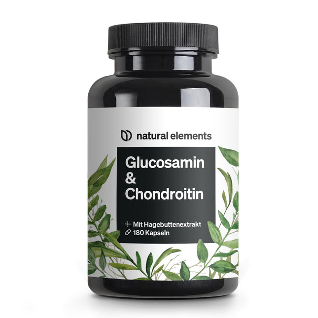 Glikozamīns un hondroitīns – 180 kapsulas – ar C vitamīnu normālai kolagēna veidošanās veicināšanai* – augsta deva, bez nevajadzīgām piedevām – ražots Vācijā un laboratorijā pārbaudīts