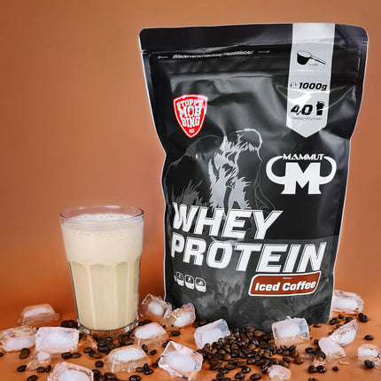 Mammut Nutrition sūkalu proteīns, ledus kafija ar īstu kafiju, sūkalas, proteīns, proteīna kokteilis, 1000 g