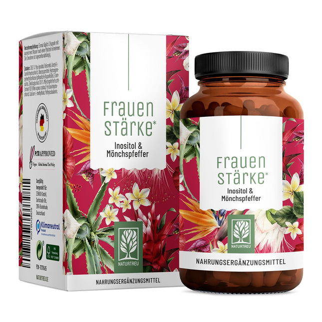 NATURTREU® Women's Strength Mio Inozitol &amp; Monk's Pepper High Dose - 90 sieviešu vitamīnu kapsulas ar L-karnitīnu, folskābi, B12 vitamīnu un dzelzi - Vitex Agnus Castus