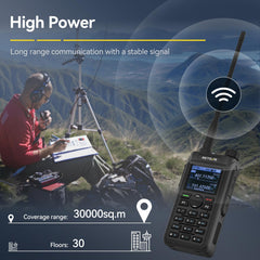Retevis C62 divu joslu rācija, profesionāls radioamatieris ar LCD ekrānu, augstas veiktspējas divvirzienu radio, 2000 mAh, pārgājieniem/medībām/kempingam (melns, 1 iepakojums)