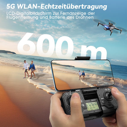 HYTOBP P17 GPS drons ar 4K kameru pieaugušajiem, 4K GPS drons ar bezkontaktu motoru, 3 akumulatori, 5G WiFi pārraide, FPV RC droni ar 3 kamerām, sekojiet man, automātiska atgriešanās, svars zem 249 g