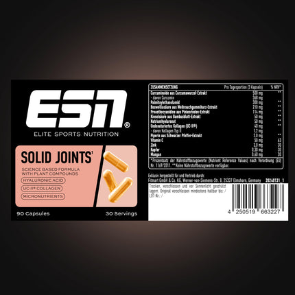 ESN Solid Joints, 90 kapsulas, ar kolagēnu, hialuronskābi un mikroelementiem - ražots Vācijā