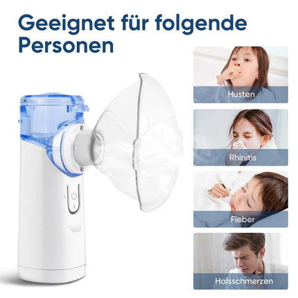 Pmgud pārnēsājams inhalators bērniem un pieaugušajiem elektrisks inhalators ar zemu trokšņa līmeni, komplektā ir iemuts, pieaugušo un bērnu maska, ideāli piemērots mājām un ceļojumiem - zils
