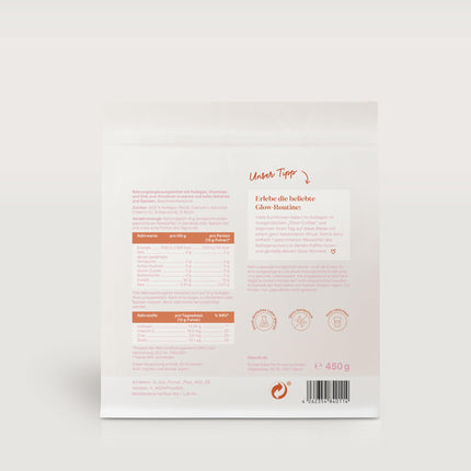 Glow25® Collagen Plus [450 g] - kolagēna hidrolizāts ar C vitamīnu, cinku un biotīnu - 1. un 3. tipa peptīdi - laba šķīdība - neitrāls
