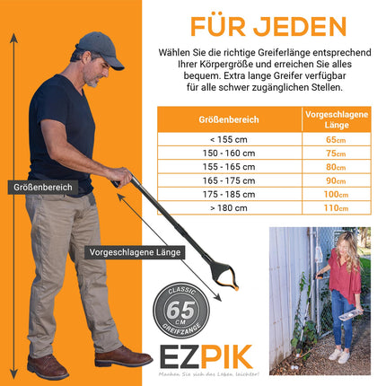 EZPIK 1 x 66 cm satvērējs senioriem ar magnētisku satvērēja roku, izturīgs satvērējs senioriem, cilvēkiem ar invaliditāti, rotējošas atkritumu satvērēja knaibles, palīgierīce ar stiprinājuma klipsi (1 iepakojums, melns)