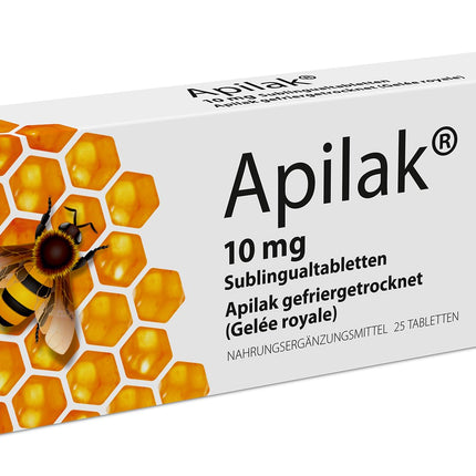 Apilak Grindex 10 mg - uztura bagātinātājs ar liofilizētu peru pieniņu | Atbalsts pieaugušajiem un bērniem | 25 dabīgas sublingvālās tabletes