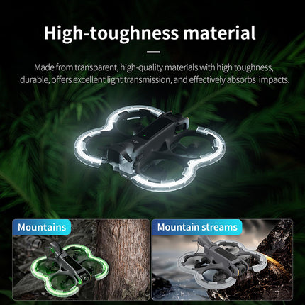 LICHIFIT propelleru aizsargs pret sadursmēm ar zibspuldzes LED gaismām DJI AVATA2 dronam propelleru aizsargs bufera gredzens brīdinājuma mirgojoša gaisma apgaismots TPU pārsegs ādai