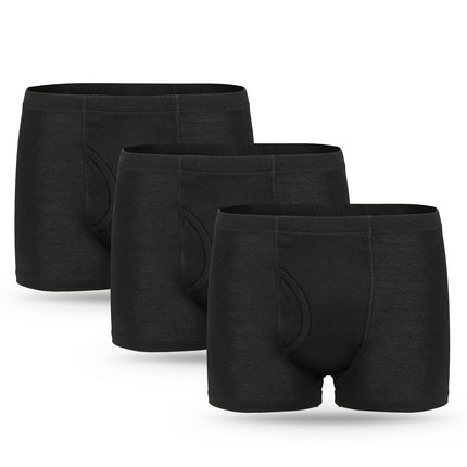 3 vīriešu inkontinences biksīšu iepakojums, vīriešu bokseršorti inkontinences ārstēšanai ar absorbējošu spilventiņu, 300 ml urīna ietilpība, kokvilnas mazgājama apakšveļa vīriešiem, melna, XXL