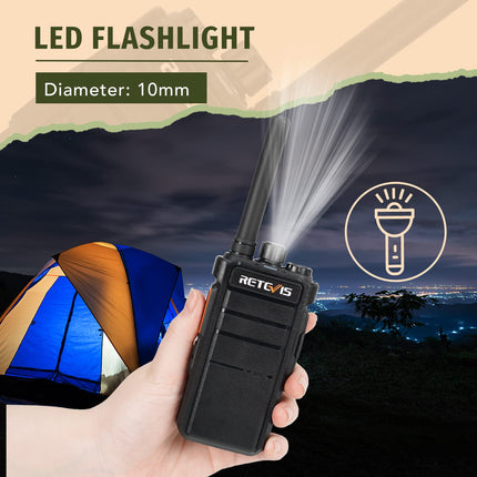 Retevis RB626 rācijas pieaugušajiem, 2000 mAh uzlādējams divvirzienu radio, 16 kanāli, USB lādētājs, VOX, pārnēsājama rācija medībām, kempingam (1 iepakojums)