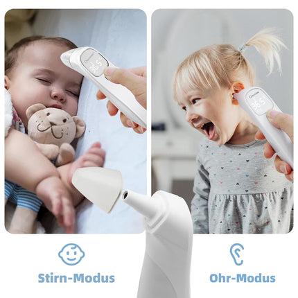 Berrcom drudža termometrs bezkontakta pieres un ausu termometrs digitālais medicīniskais termometrs infrasarkanais pieres termometrs zīdaiņiem, pieaugušajiem ar drudža trauksmi, tūlītēja nolasīšana