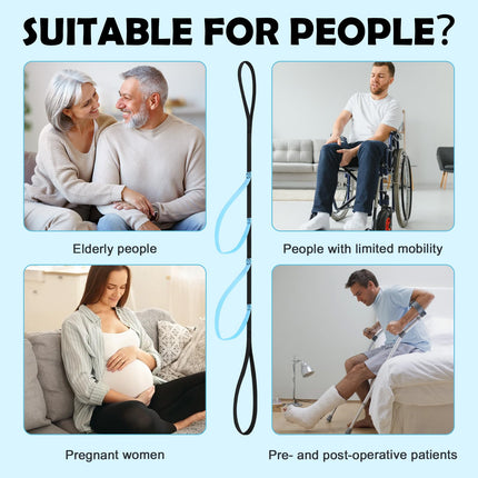 Kāju pacelšanas josta, kāju pacēlājs drošai pārvietošanās palīdzībai. 102 cm stāvēšanas palīglīdzeklis senioriem ar mīkstiem rokturiem lietošanai mājās no gultas, dīvāna, automašīnas.