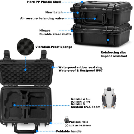 LEKUFEE mazs, ūdensnecaurlaidīgs, ciets maciņš DJI Mini 4 Pro dronam un DJI Mini 4 drona piederumiem (tikai maciņš) (nav paredzēts DJI RC 2)