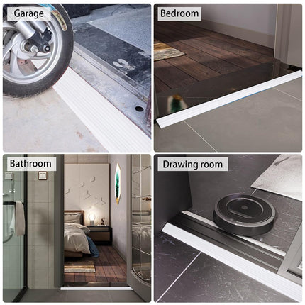 Kompensācijas profils, pašlīmējošs pārejas profils, sliekšņa pārejas sliede, silikona durvju sliekšņa rampa, sliekšņa rampa, ratiņkrēslu rampa durvju ailēm, vannas istabām (C-balta, 6,5 x 2,5 x 100 cm)