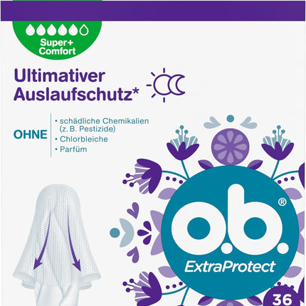 vai tie ir ExtraProtect Super + Comfort (36 gabali), tamponi ļoti spēcīgām dienām, Dynamic Fit tehnoloģija un papildu aizsargspārniņi līdz pat 100% aizsardzībai pret noplūdi menstruāciju laikā