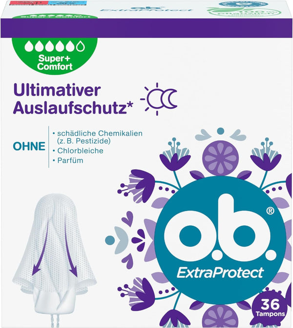 vai tie ir ExtraProtect Super + Comfort (36 gabali), tamponi ļoti spēcīgām dienām, Dynamic Fit tehnoloģija un papildu aizsargspārniņi līdz pat 100% aizsardzībai pret noplūdi menstruāciju laikā