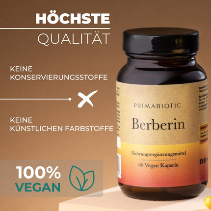 Primabiotic BERBERINE 400MG - 60 vegānas kapsulas | Berberis Vulgaris ekstrakts | Dabisks atbalsts vielmaiņai un aknu veselībai | Maksimālā absorbcija | Aknu gremošana, zarnu darbība