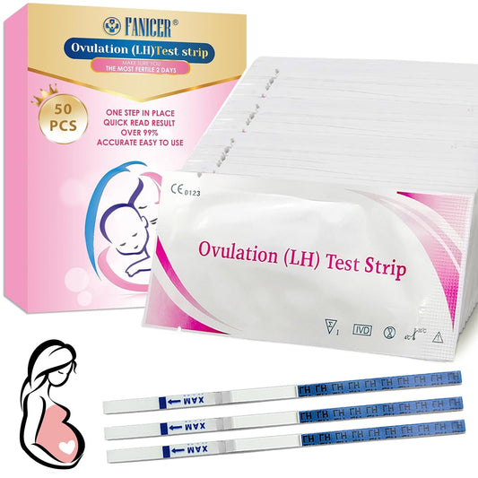 50 ovulācijas testi, optimālas jutības ovulācijas testi, ovulācijas tests 25 mIU/ml, ovulācijas testi ovulācijai, auglības tests sievietēm, viegli lietojams