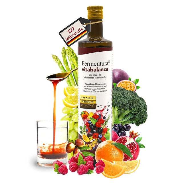 Fermentura® Vitabalance mikroelementu koncentrāts 750 ml sulas oriģināls ar 127 uzturvielām, vitamīniem, minerālvielām, tostarp 46 fermentētām dzīvībai svarīgām vielām | Vegāns, 1 mēneša krājums