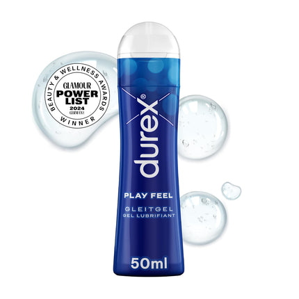 Durex Play Feel lubrikants – uz ūdens bāzes veidots lubrikants patīkamai slīdēšanai, maigs un pH draudzīgs – 50 ml