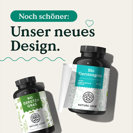 NATURE LOVE® Bioloģiskā miežu zāle - 1500 mg dienā - no Vācijas audzētavām - 180 kapsulas - Augsta deva, laboratorijā pārbaudīta, sertificēta kā bioloģiska, ražota Vācijā