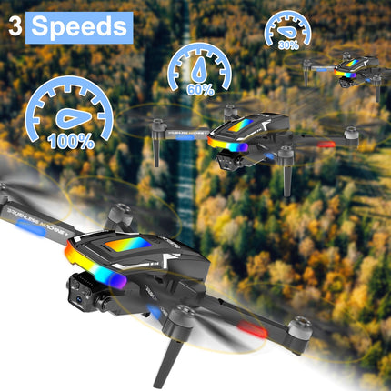 Drons ar 4K kameru, GuKKK mini drons ar 2 HD kamerām, salokāms FPV drona tiešraides pārraide, elektriski regulējama kamera ar 2 baterijām, RC droni WiFi FPV pārraides kvadrokopteris iesācējiem