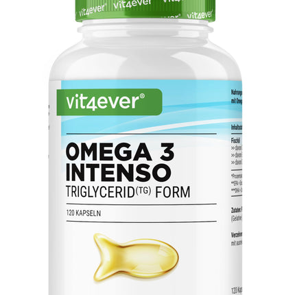 Augstākās kvalitātes Omega 3 ar 80% taukskābēm - 120 kapsulas - 1000 mg zivju eļļas vienā kapsulā ar EPA un DHA - Triglicerīdu veidā - Rūpīgi attīrīts no ilgtspējīgas zvejas