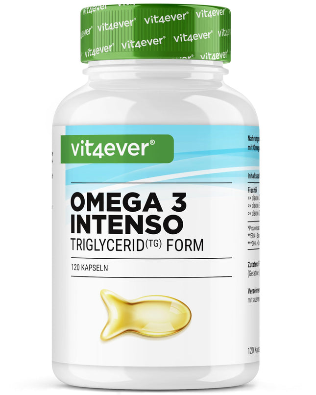 Augstākās kvalitātes Omega 3 ar 80% taukskābēm - 120 kapsulas - 1000 mg zivju eļļas vienā kapsulā ar EPA un DHA - Triglicerīdu veidā - Rūpīgi attīrīts no ilgtspējīgas zvejas