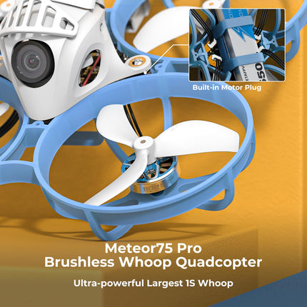 BETAFPV Meteor75 Pro bezkontaktu Whoop kvadrokopters ar Matrix 1S ​​​​5IN1 FC, 45 mm 3 lāpstiņu propelleriem, lidojuma laiks līdz 6,5 minūtēm ar BT2.0 550mAh 1S akumulatoru, FPV droniem, frīstaila sacīkstēm iekštelpās un ārā - ELRS