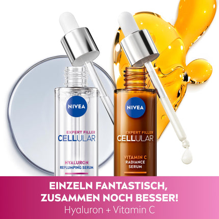 NIVEA Cellular Expert Filler Replumping hialuronskābes serums, viegls un ātri iesūcas serums ar tīru hialuronskābi, sejas kopšana grumbu mazināšanai vienas nedēļas laikā (15 ml)