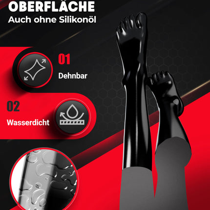 Rubberfashion lateksa zeķes ar pirkstiem, garas - lateksa zeķes ar pirkstiem līdz ikram - lateksa zeķes sievietēm un vīriešiem, melnas, 0,4 mm, M/Apavu izmērs: 41,5-43,5