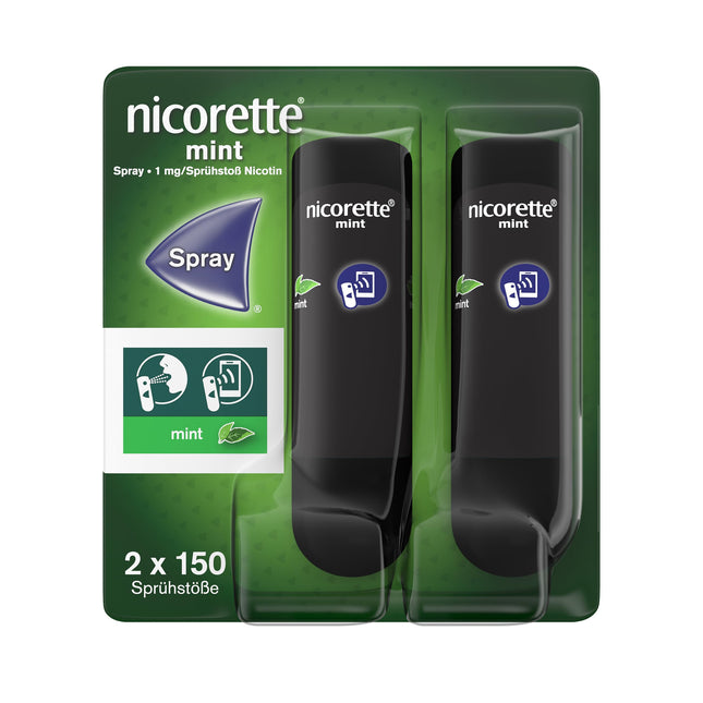 NICORETTE aerosols ar piparmētru garšu – atmest smēķēšanu ar nikotīna aerosolu – 1 izsmidzināšanas reize aizstāj līdz pat 150 cigaretēm – smēķēšanas atmešanai 2 gab.
