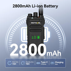 Retevis NR30D tāla darbības rādiusa rācijas, DMR divvirzienu rācijas, nākamās paaudzes trokšņu slāpēšana, IP67, 2800 mAh, saderīgas ar Moto AES256 viesnīcām (melnas, 3 iepakojumā)