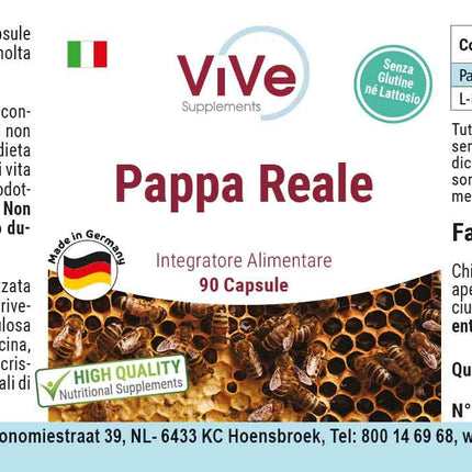 Peru pieniņa 500 mg - 90 kapsulas - standartizēts līdz 4% 10-HDA - augsta kvalitāte saskaņā ar ISO standartiem - maigi sasaldēts | Kvalitāte no Vācijas, ko nodrošina ViVe Supplements