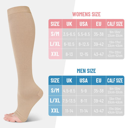 2 pāri kompresijas zeķu sievietēm, 20-30 mmHg kompresijas zeķes, garās kompresijas zeķes, ceļojumu zeķes, atbalsta zeķes varikozām vēnām, tūska, lidojums, sports, ceļojumi, L/XL izmērs