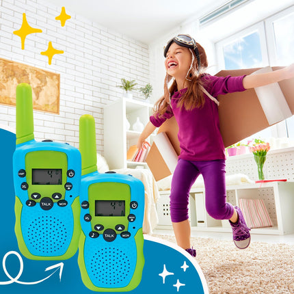Maxlife Walkie Talkie Kids zili zaļa MXWT-200 - droši 8 kanāli - rāciju komplekts ar 2 gab. - tāla darbības rādiusa rācija - āra spēles bērniem - rotaļlietas bērniem no 3 gadu vecuma - dāvanas bērniem