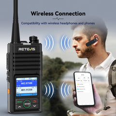 Retevis RB658 rācijas, profesionāla divvirzienu rācija, lietotnes iestatījums, vieda trokšņu samazināšana, trauksmes signāls, 1800mAh uzlādējamas divvirzienu rācijas pieaugušajiem, motocikliem (1 iepakojums, melnas)