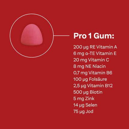 Doppelherz Skin + Hair + Nails Gums - ar vitamīniem un minerālvielām - cinks veicina normālas ādas, matu un nagu uzturēšanu - vegāns - apm. 60 mīkstas želejkonfektes