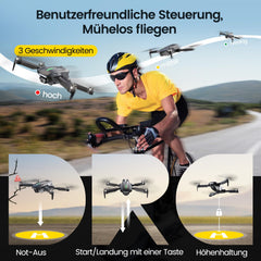 DEERC drons ar 1080P kameru bērniem, RC kvadrokopters D75, salokāms ar Wifi pārraidi, ilgs lidojuma laiks, bezsuku motors, augstuma noturēšana, vienas atslēgas iedarbināšanas drona spēles dāvana iesācējiem zēniem, C0