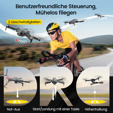 DEERC drons ar 1080P kameru bērniem, RC kvadrokopters D75, salokāms ar Wifi pārraidi, ilgs lidojuma laiks, bezsuku motors, augstuma noturēšana, vienas atslēgas iedarbināšanas drona spēles dāvana iesācējiem zēniem, C0