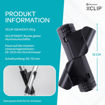XCLIP apakšdelma kruķu turētājs kustībā — viegls, pārnēsājams 20–22,6 mm nūjas turētājs — iešanas palīglīdzekļa turētājs — ātri un vienkārši uzstādāms kruķu aksesuārs