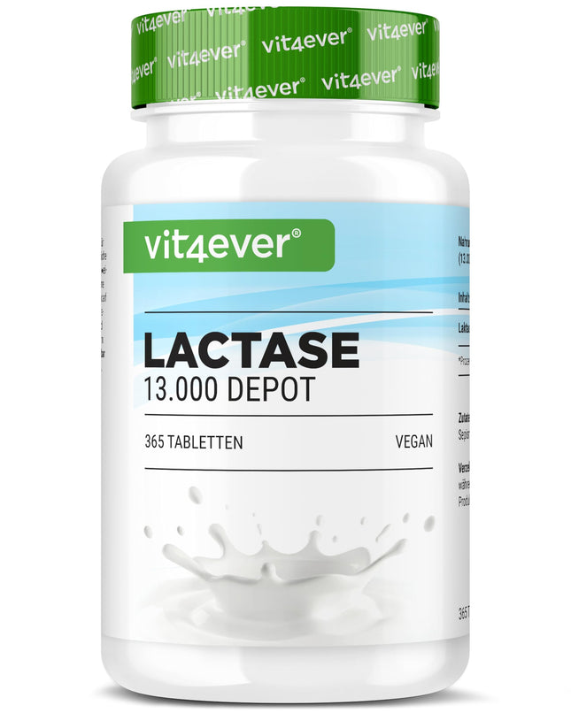 Lactase 13,000 Depot - 365 tabletes ar depo efektu (Sepismart® Slow Release) - Augsta deva ar 13 000 FCC vienībām - Laktozes un piena nepanesības gadījumā - Bez nevēlamām piedevām