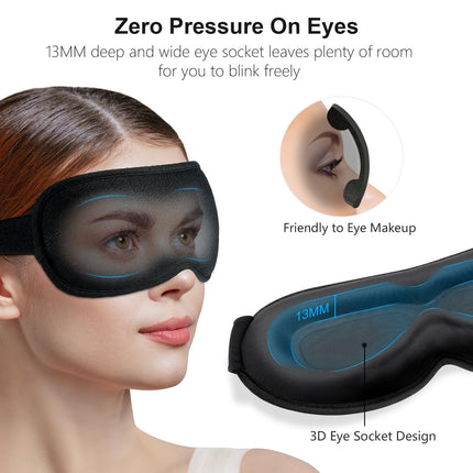 Gritin 3D miega maska ​​sānu gulētājiem, uzlabota elpojoša miega maska ​​ar regulējamu elastīgo siksnu, gaismas bloķēšana, ērta un ergonomiska acu maska ​​vīriešiem un sievietēm, 2 ausu aizbāžņu pāri