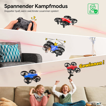 Tomzon mini drons bērniem iesācējiem RC kvadrokopters ar 24 minūšu ilgu lidojuma laiku, kaujas drons ar 360° propellera aizsardzību, lidaparāta tālvadības rotaļu drons ar mešanas kustību/3D apgriešanos/apļveida lidojums, nano drons